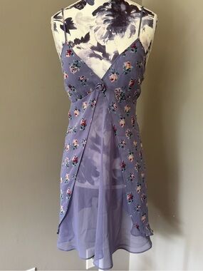 Y2K La SENZA Lavender Floral Sheer Slip